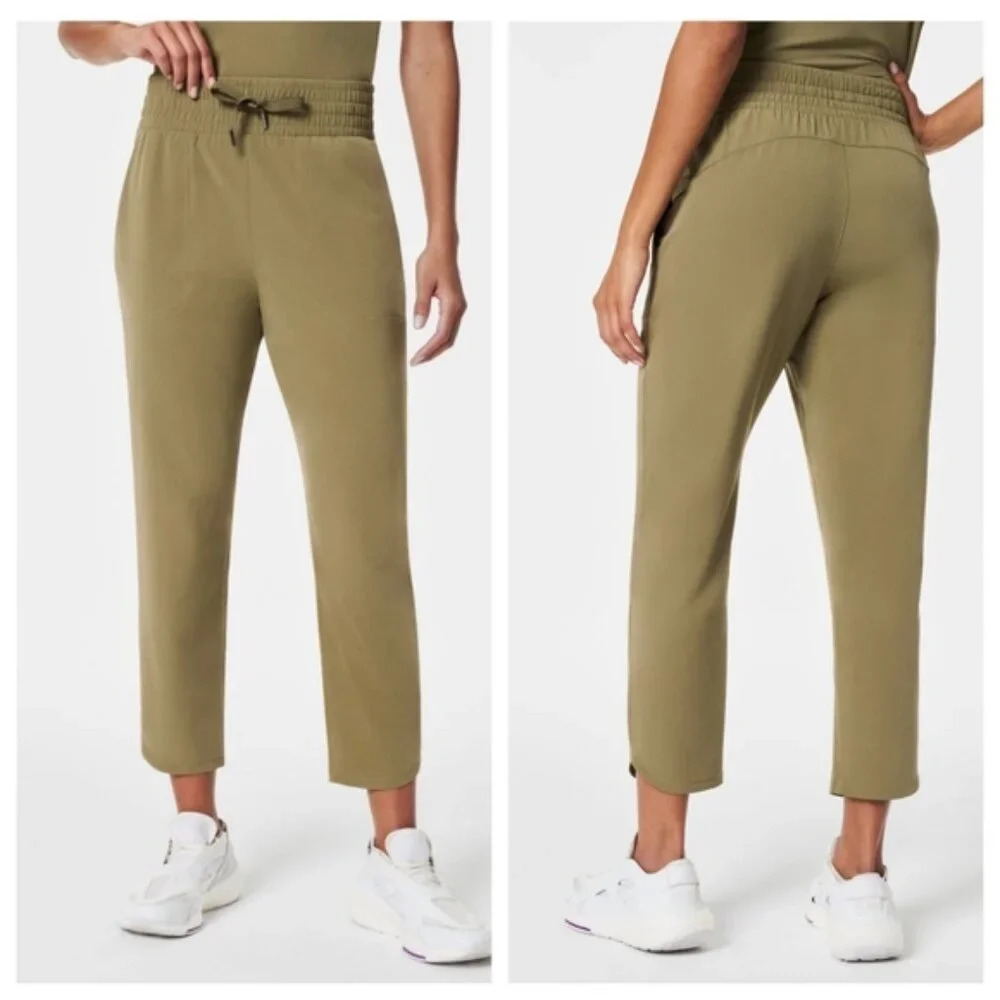 NWT SPANX Out of Office Trouser Pant Tall Tuscan Green Straight Leg Jogg…
